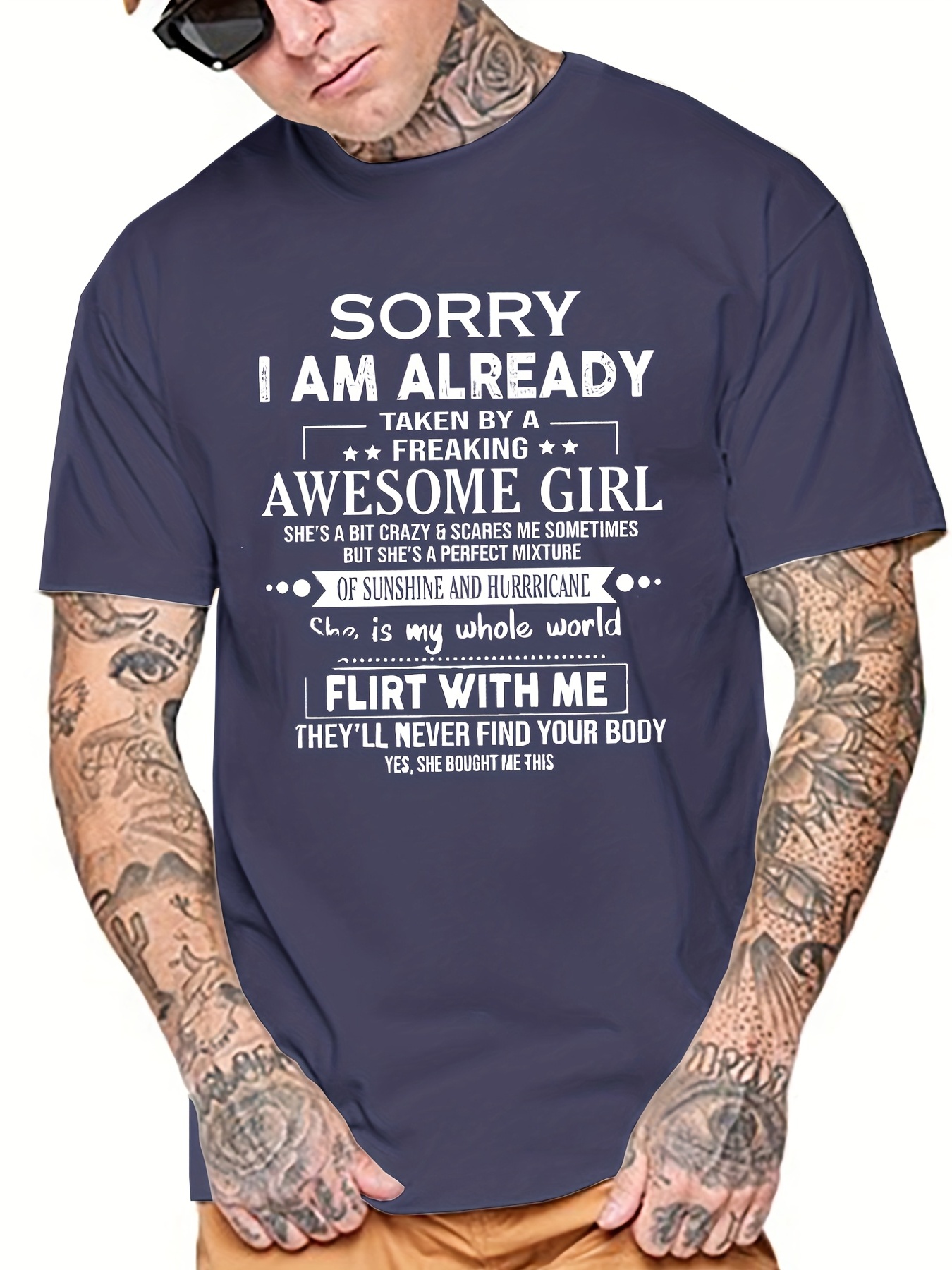 Tees For Men 'taken By An Awesome Girl' Print T Shirt Casual Short Sleeve Tshirt For Summer Spring Fall Tops As Gifts