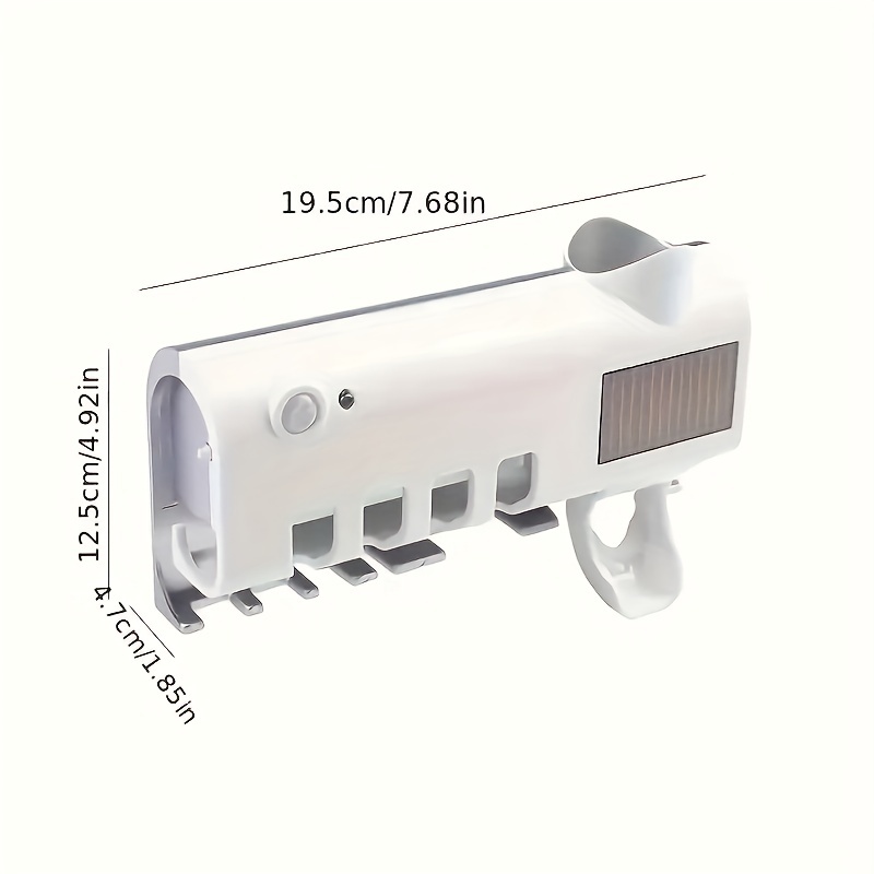 1pc toothbrush uv disinfection device wall mounted 4 slot toothbrush intelligent disinfection and toothpaste dispenser solar panel toothbrush wall bracket intelligent disinfection bathroom accessories details 0