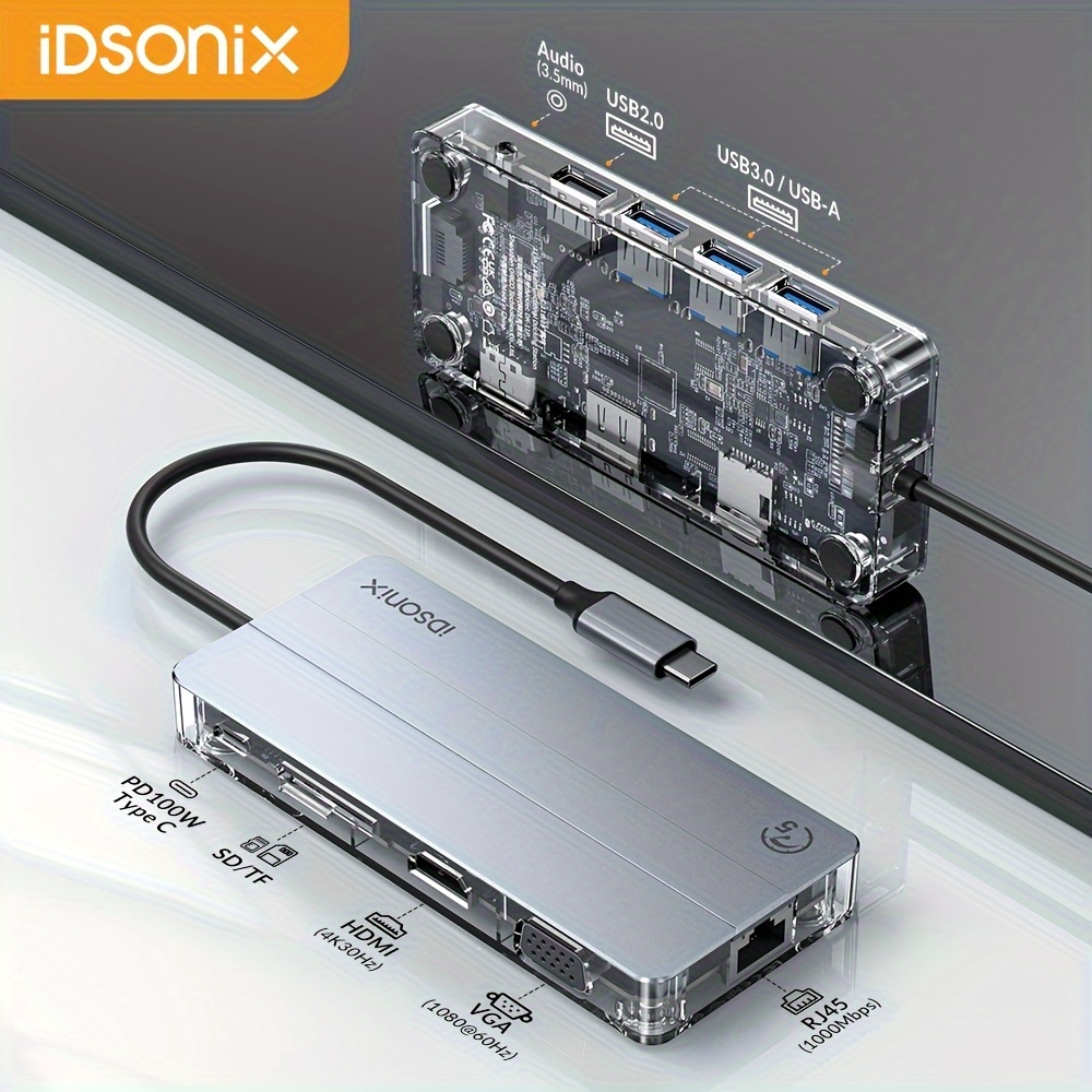 USB C ドッキング ステーション iDsonix 12in1 ディスプレイ-