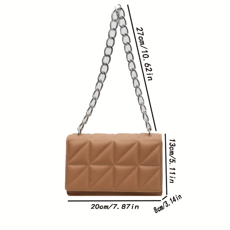 Triangle Pattern Thick Metal Chain Underarm Bag Pu Leather - Temu Australia