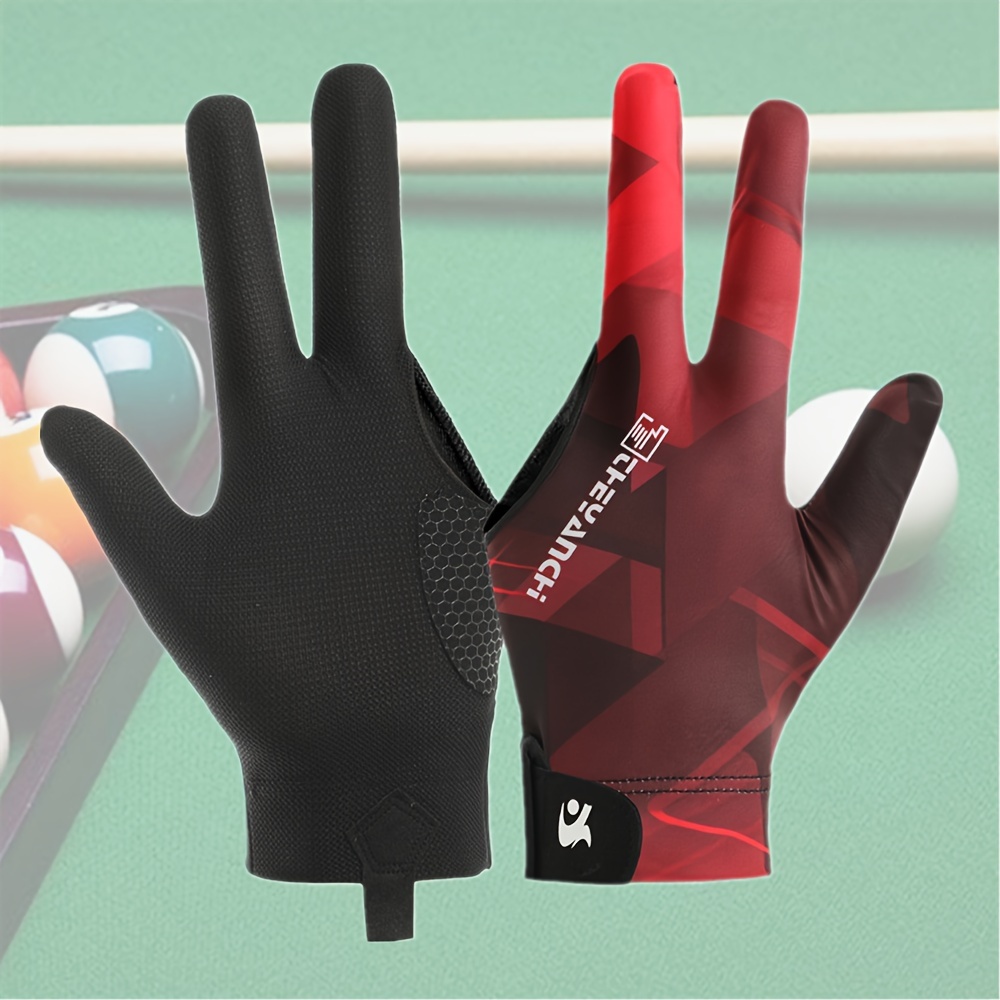 

1pc Free Size Left Hand Professional 3 Fingers Snooker Billiard Glove, With Long Fingers For Men And Women, Thin And Breathable High Elastic Fabric Anti-slip Silicone Palm