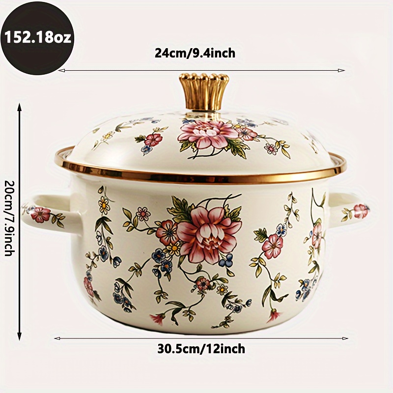 3pcs/set Enamel Casserole Set (16-20cm) With Lid, Porcelain Stew Pot, Soup  Pot