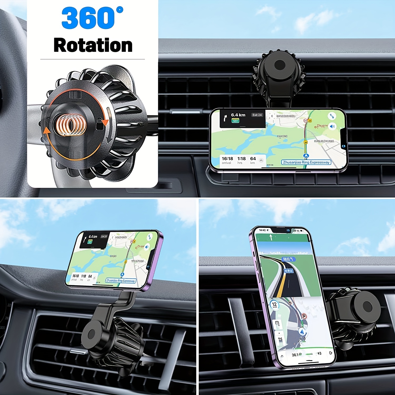 Magnetischer Handyhalter Für Das Auto-Lüftungsgitter, Verbesserte  Clip-Auto-Lüftungsgitter Magnetischer Handyhalter, 360°-Drehung  Magnetischer