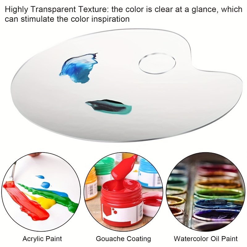 U.S. Art Supply 9.5 x 13.8 Clear Oval-shaped Acrylic Painting Palette - Transparent Plastic Artist Paint Color Mixing Tray - Non-Stick, Easy Clean