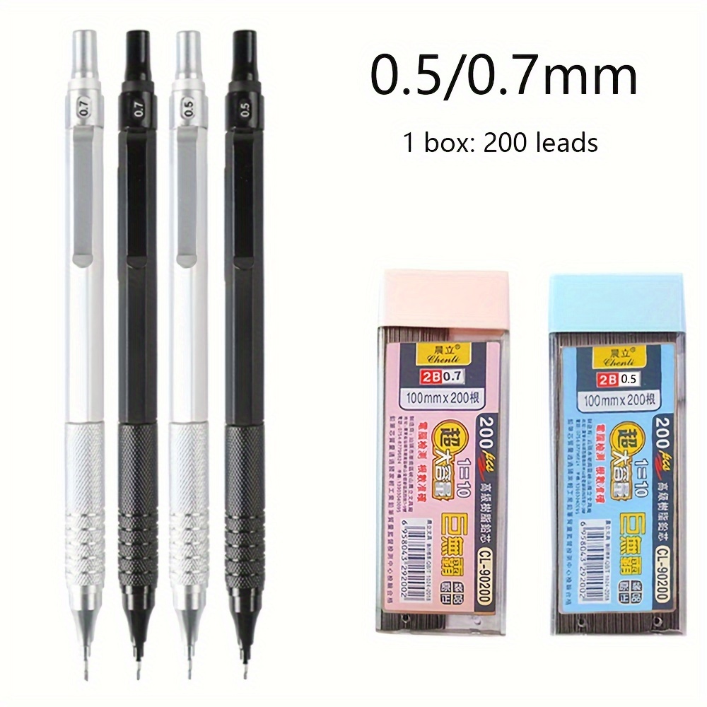 M&G Full Metal Mechanical Pencil Set With 0.3, 0.5, 0.7, 2.0mm Refills  Leads Art Drawing High Quality Mechanical Pencils 