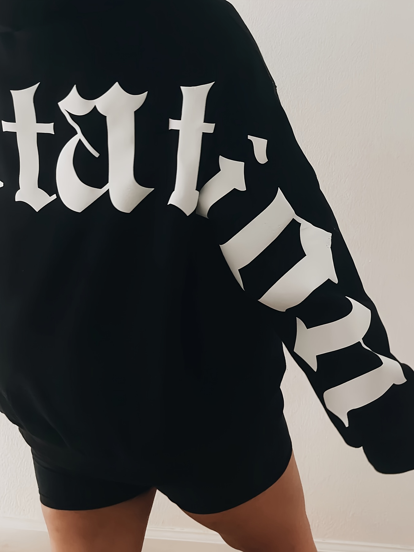 Letter Print Oversized Hoodie Casual Long Sleeve Sweatshirt - Temu