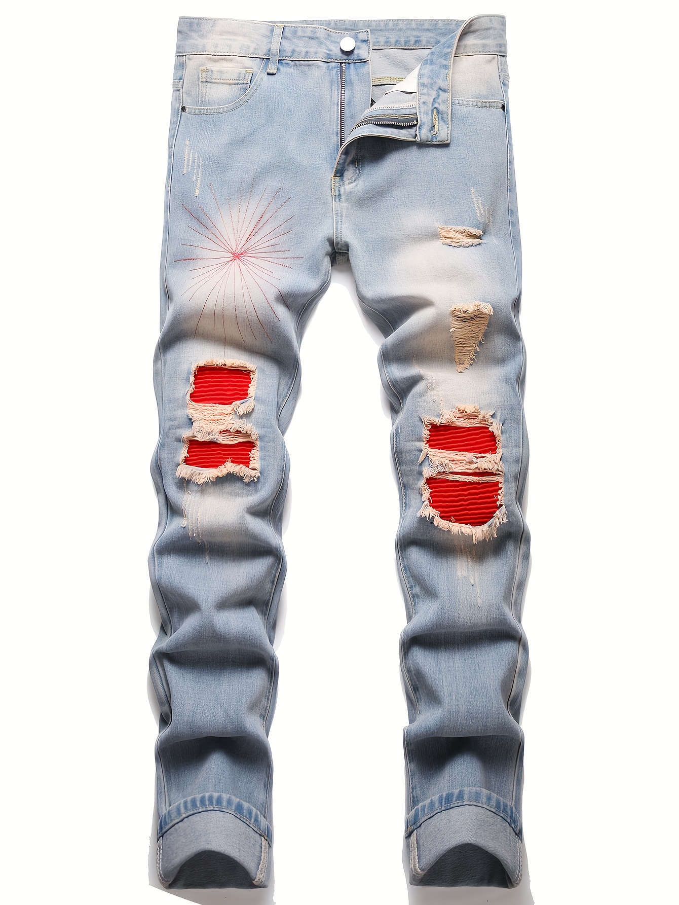 High Street Hip-hop Creative New Jeans - Temu