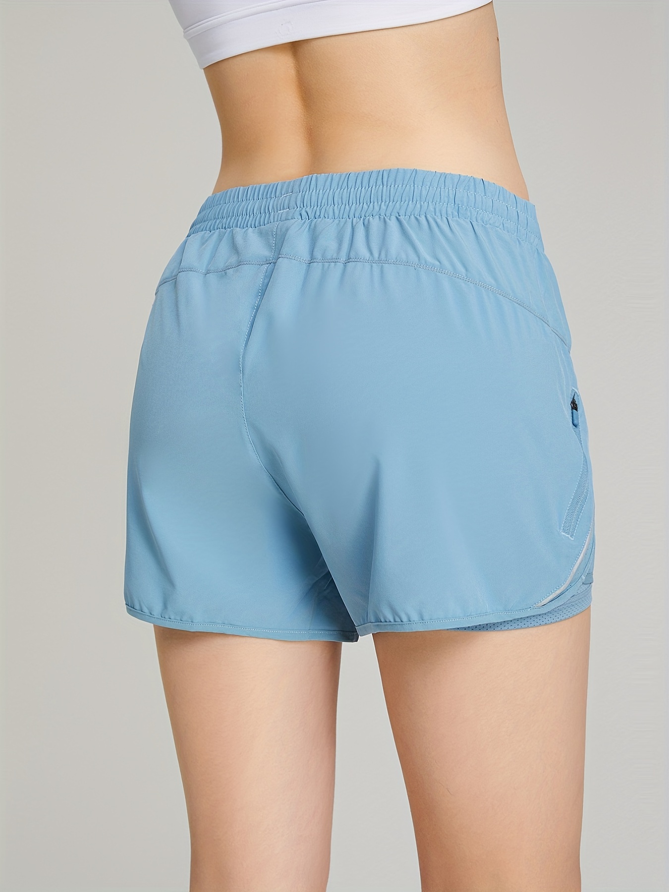 Shorts Deportivos 2 En 1 Color Liso Correr Acondicionamiento