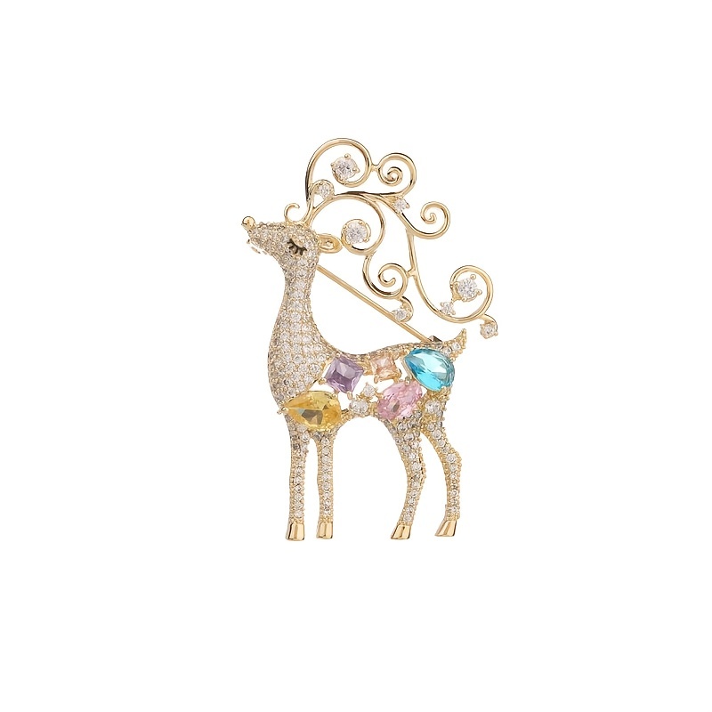 Fashion Animal Christmas Deer Cute Pearl Brooch for Women