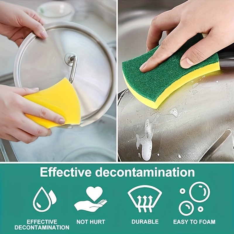 Multifunctional Cleaning Sponge With A Handle, Double-sided Scouring Pad,  Dishwashing Sponge, Premium Kitchen Sponge, Durable Non-scratch Sponge  Wipe, Super Absorbent, Cleaning Supplies, Cleaning Tool, Ready For School -  Temu