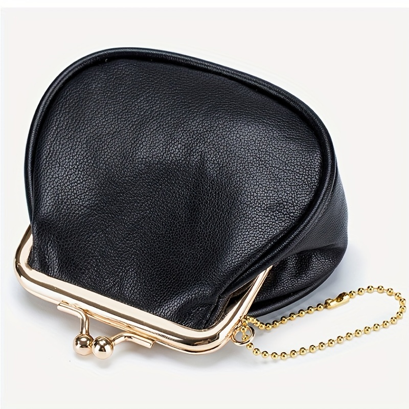Vintage Kiss Lock Coin Purse, Genuine Leather Storage Bag, Women's Clutch  Key & Earphone Bag With Key Ring - Temu