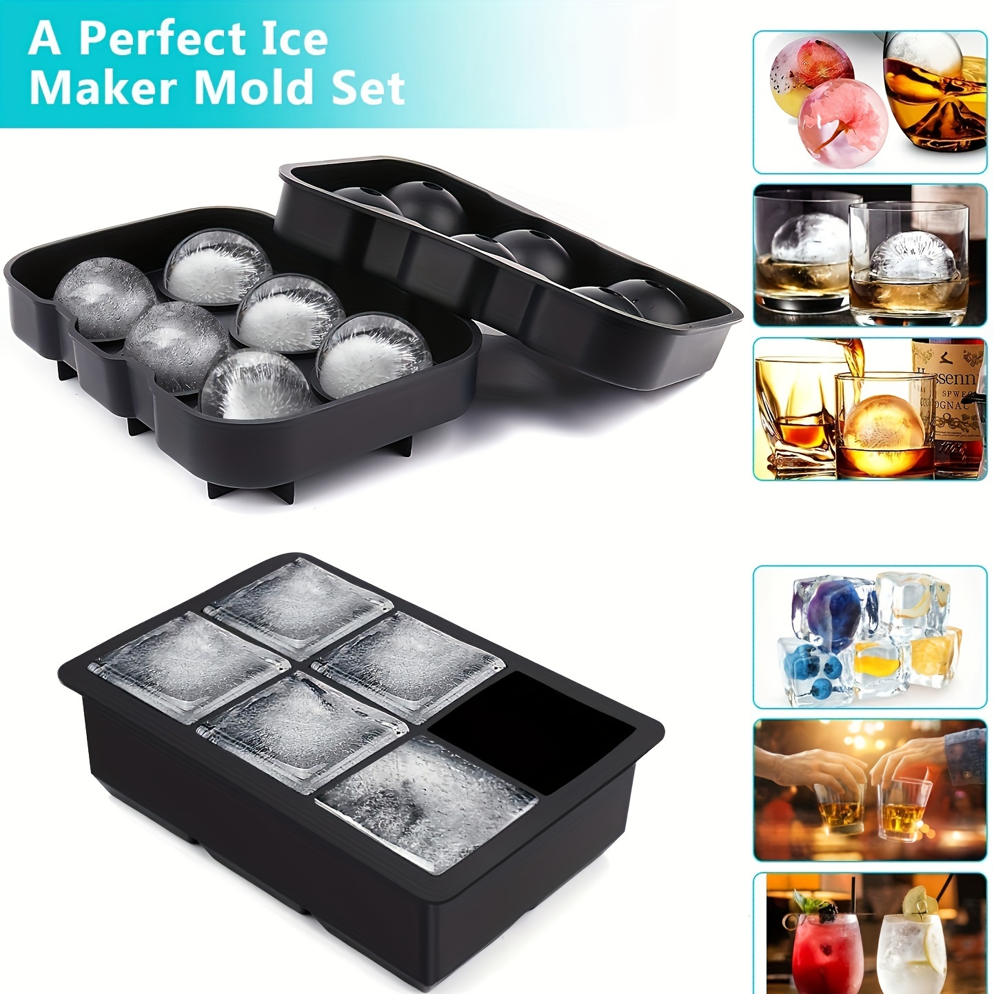 Ice Cube Tray, Silicone Ball Ice Cube Maker With Lid And Large Square Ice  Cube Mold For Whiskey Ice And Cocktail, Food Grade Silicone, Reusable And  Bpa Free Funnel Delivery - Temu