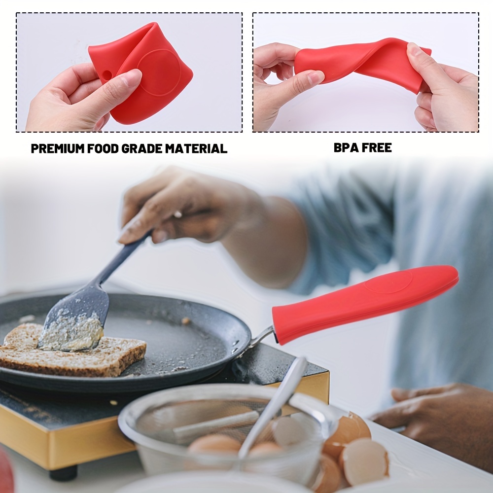 Pack Of 3 Silicone Insulated Handle Holders And Auxiliary Handle Covers  Cast Iron Pot Frying Pan Handles, Non-Slip Pot Cover Handles For Frying  Pans S