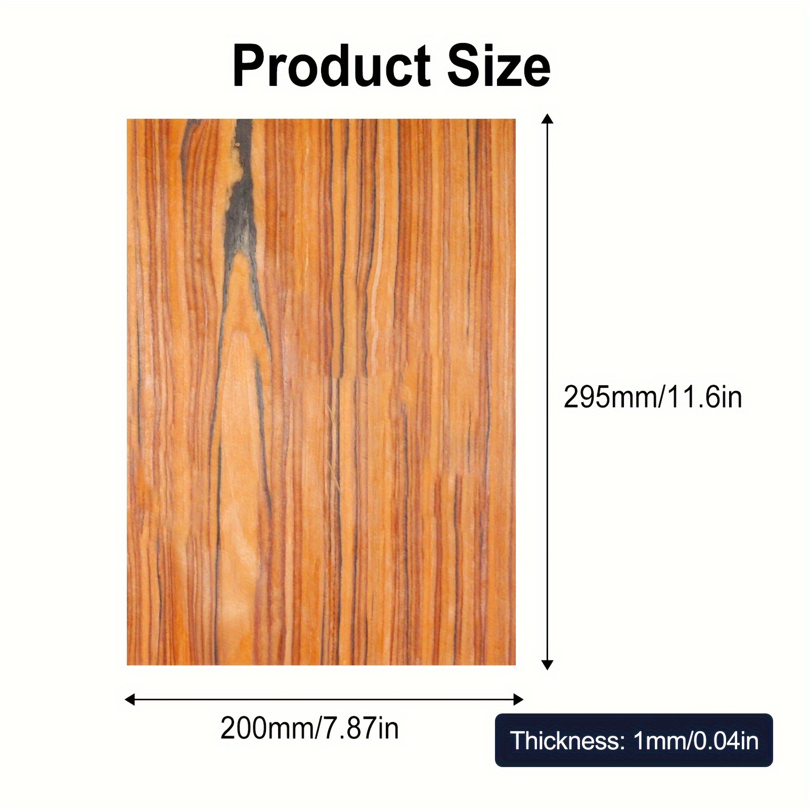 Hoja de chapa de madera cortada plana, chapa de madera de ingeniería  autoadhesiva, 7.9” X 11.5”, pelar y pegar, cara de chapa de grado “A”,  hojas de