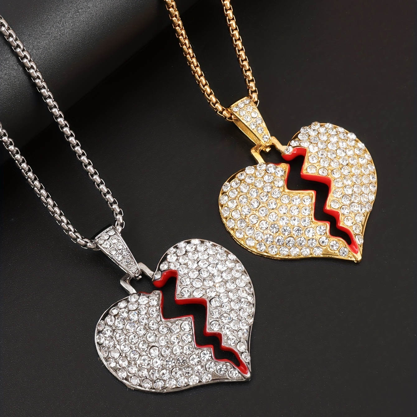 Men's Rhinestone Cracked Love No Love Pendant Hip Hop Necklace - Temu