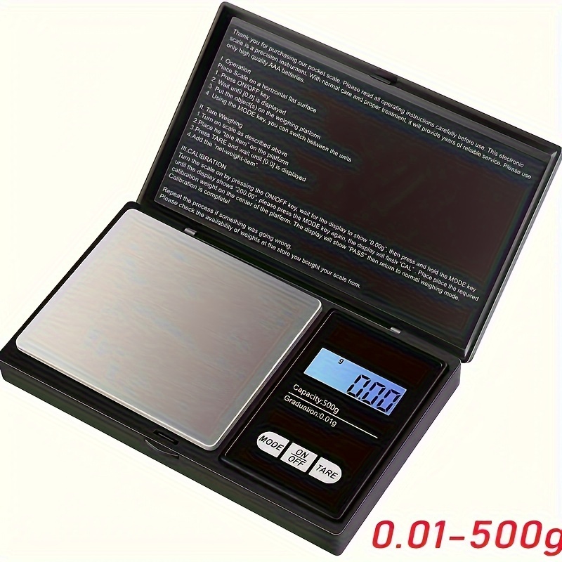 Báscula de precisión, báscula digital portátil para joyería, mini báscula  de bolsillo con pantalla LED para pesar oro, plata, báscula digital de