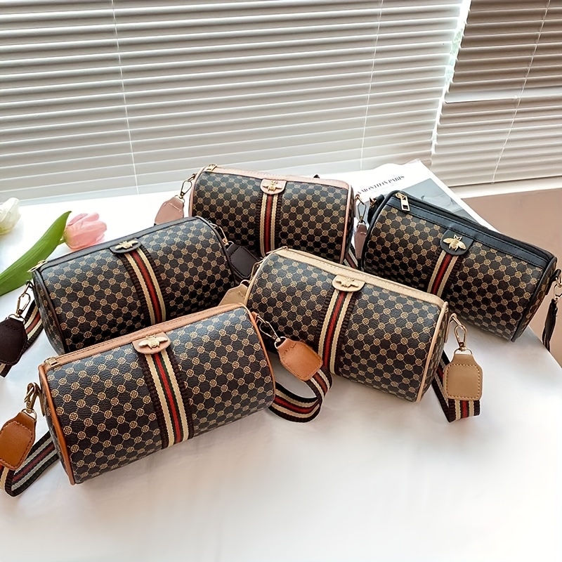 Fashion Bee Decor Cylinder Bucket Bag, Polka Doit Print Crossbody Bag,  Women's Vegan Leather Shoulder Purse - Temu South Korea