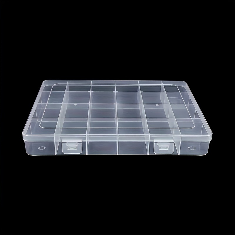 

1pc Large Transparent Thickened 24 Grids Fixed Grid Plastic Storage Box - Transparent Jewelry Box