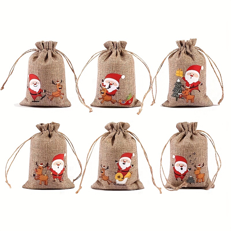 Christmas Jute Burlap Bags Set,Christmas Gift Tags with String,Christmas