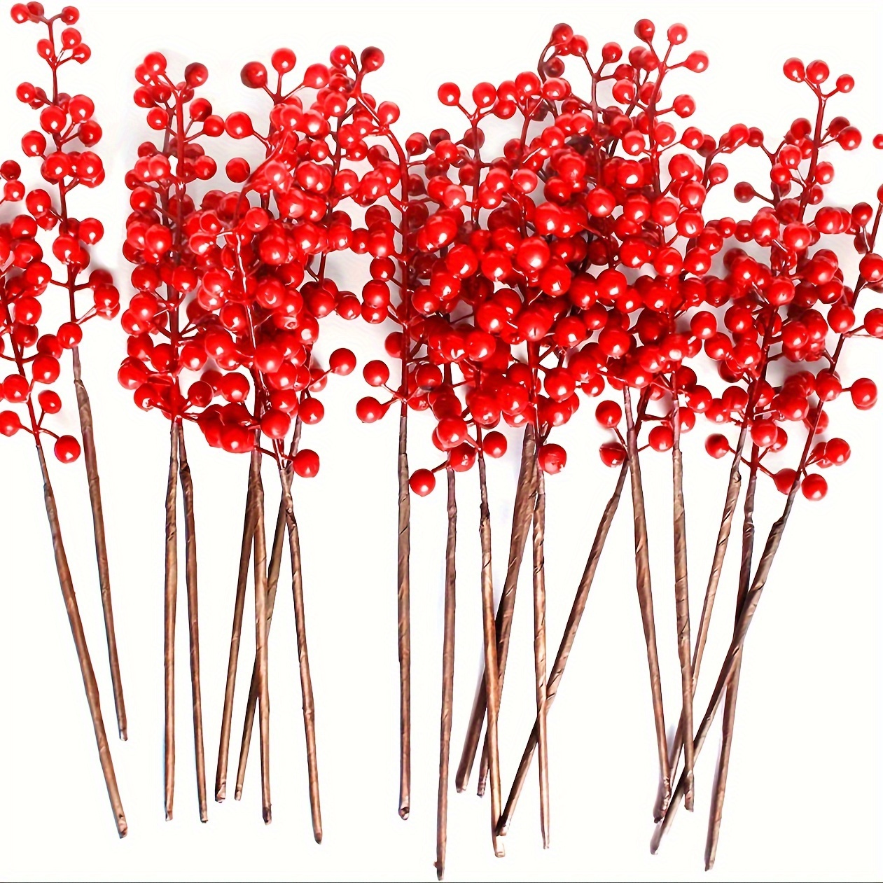 12Pcs Red Berry Stems Foam Red Berries Red Berries Stems Christmas