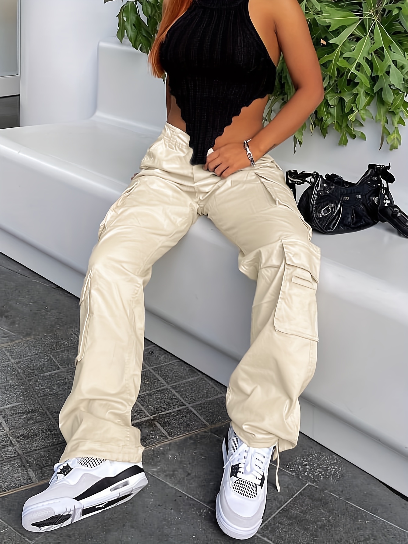 Women's Clothes Apricot Casual Pants High Waist Vintage Baggy Streetwear  Female Straight Wide Leg Trouser Apricot S at  Women's Clothing store