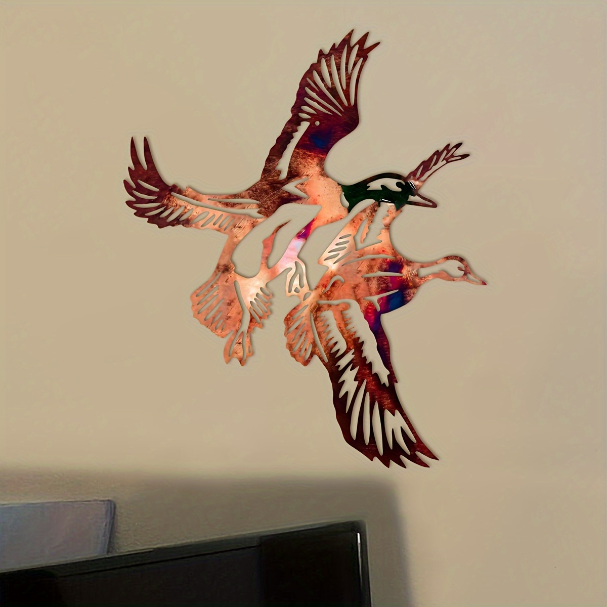 Mallard Ducks Flying Pair Wall Art Metal Wall Sign Aesthetic - Temu