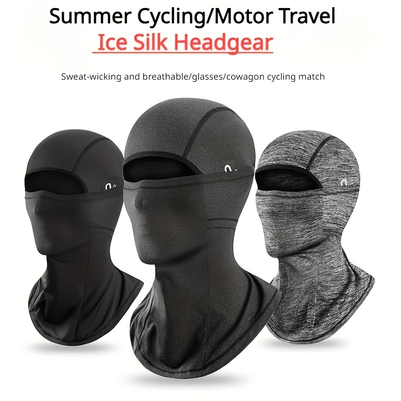 Temu Outdoor Sunscreen Windproof Mask, Cycling Motorcycle Full Face Mask Neck Warmer, Cooling Ice Silk Summer Breathable Windproof Mask for Men and