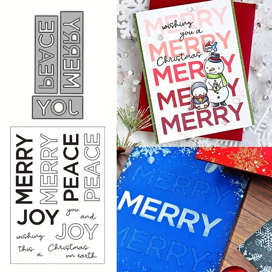 Christmas Cheer Stamps and Dies Set for Card Making,Clear Stamps and Metal  Cutting Dies Sets for Scrapbooking DIY Album Card Making Supplies