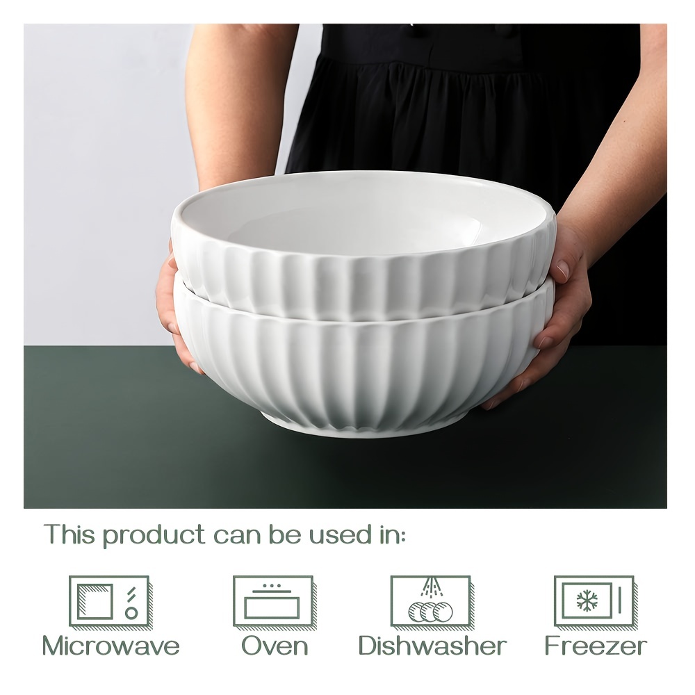 1pc 12 Extra Large Mixing Bowl, 90oz / 162oz Ceramic Salad Mixing Bowl,  Suitable For Kitchen, Party, Dinner, Banquet, Fruit Nut Bowl, Home Kitchen  Su