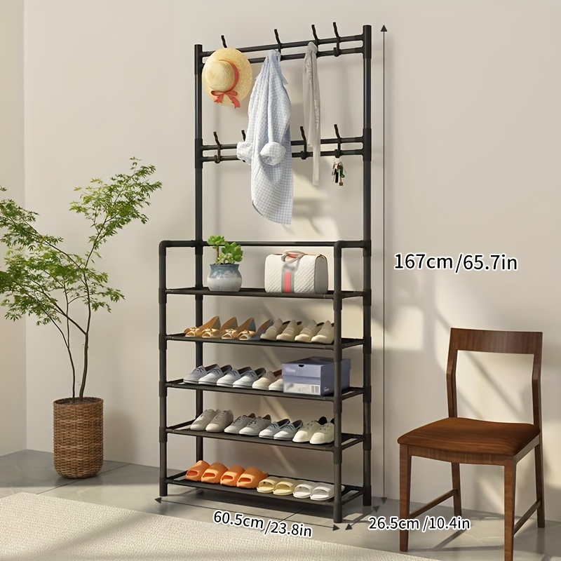 Simple Coat Rack Shoe Rack Integrated Floor Corner Storage - Temu