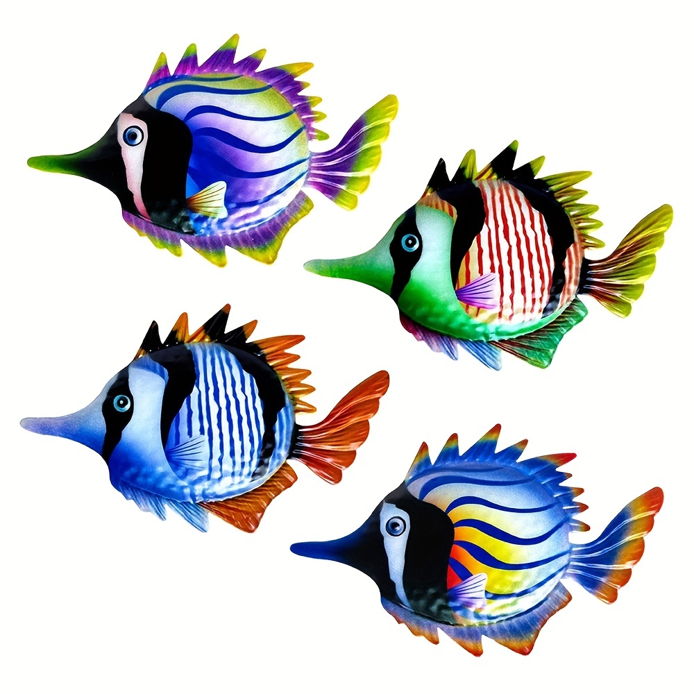 Metal Fish Wall Decor Metal Colorful Tropical Fishes 3d - Temu