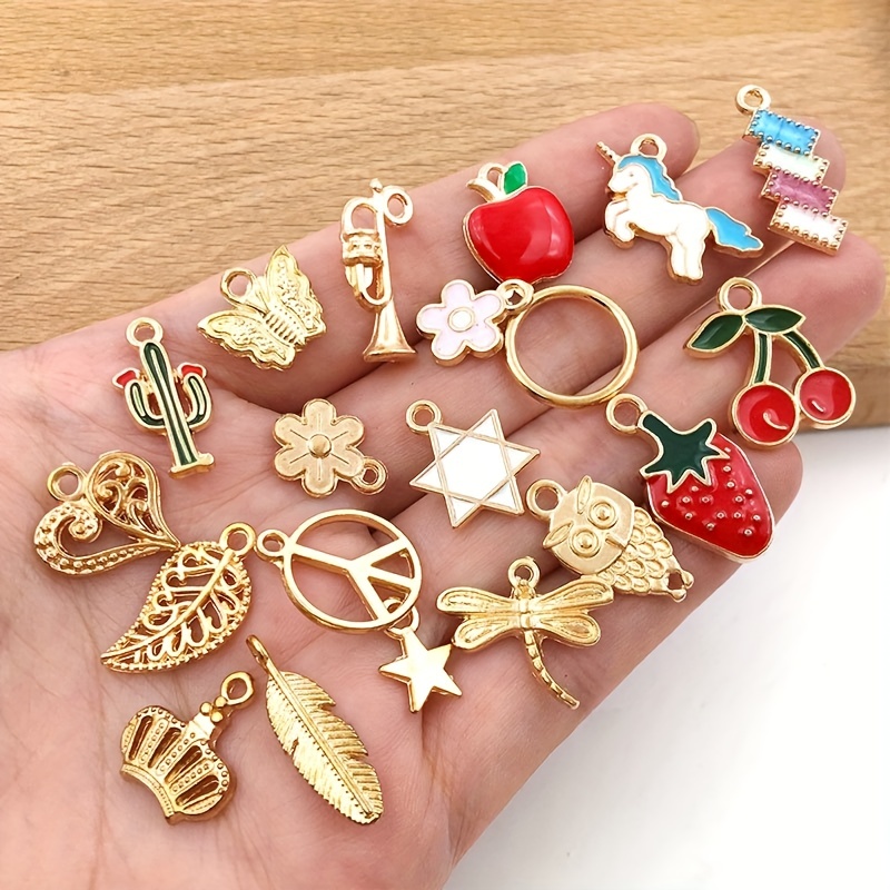 BESPORTBLE 40pcs Gold Locket Gold Keychain Accessories Metal Charm Enamel  Charms for Jewelry Making Metal Cartoon Charm Jewelry Making Pendants Alloy