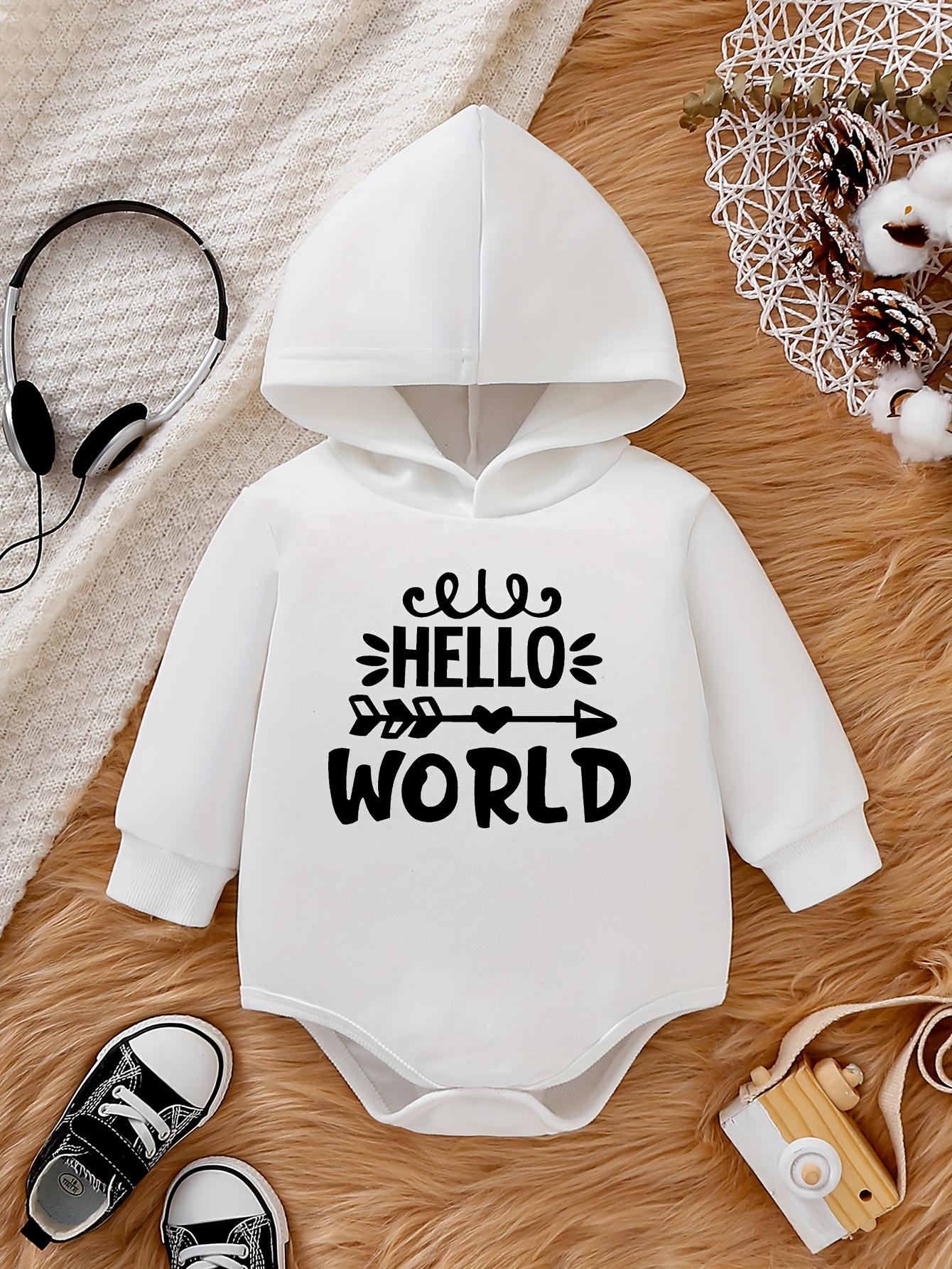 Lovely Baby Girls  Hello World letter Graphic Print - Temu Australia