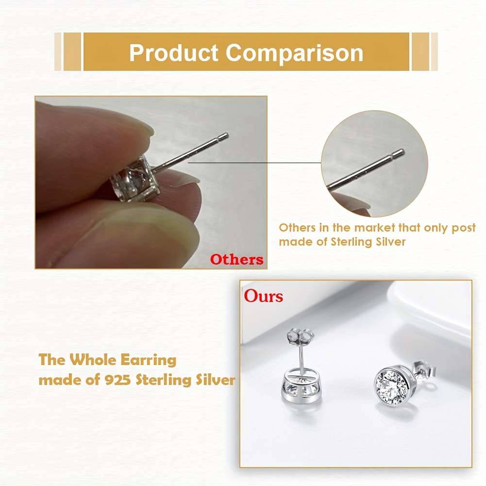 Zircon Stud Earrings. Sterling Silver Post. Minimalist Earrings