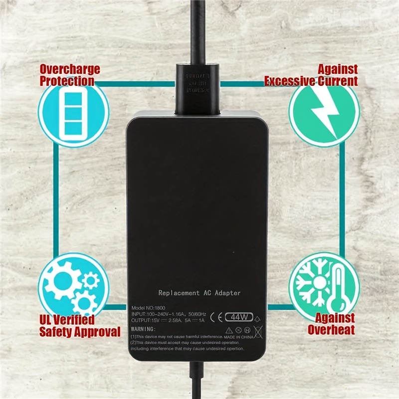 15v 2.58a Latpop Ac Charger Adapter Microsoft Surface Pro 5/ - Temu