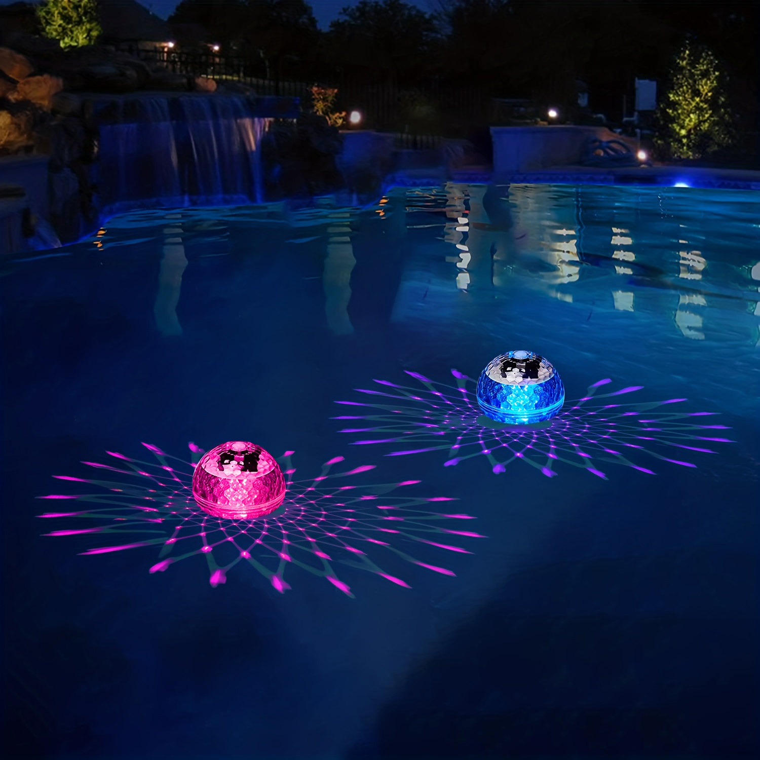 Fuente solar para piscina con luces subacuáticas, 6 modos de iluminación,  fuente flotante para piscina sobre el suelo, bomba de fuente de agua solar