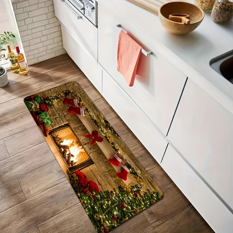 Home Christmas Kitchen Rug, Kitchen Floor Mats, Xmas Decorative