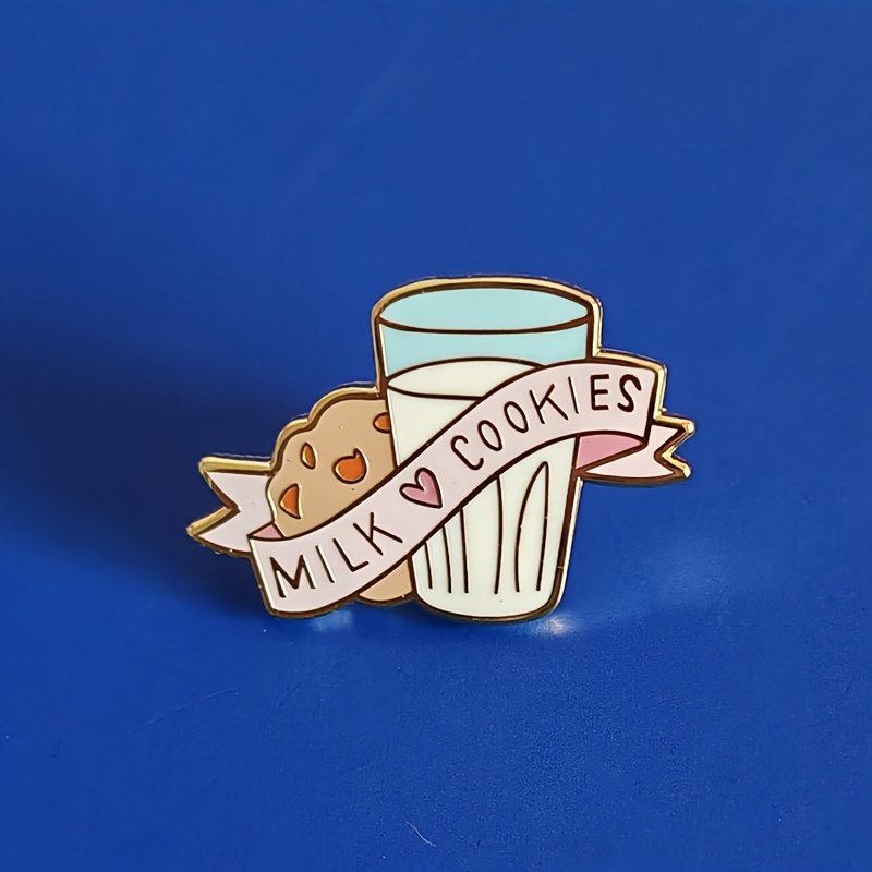 

Cookie & Milk Enamel Pin - Elegant Alloy Brooch For Backpacks, | Perfect Gift