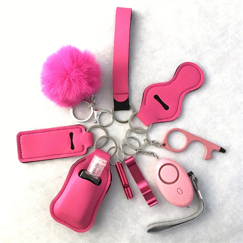 15pcs/set Daily Safety keychain kit with self-defense alarm,fur