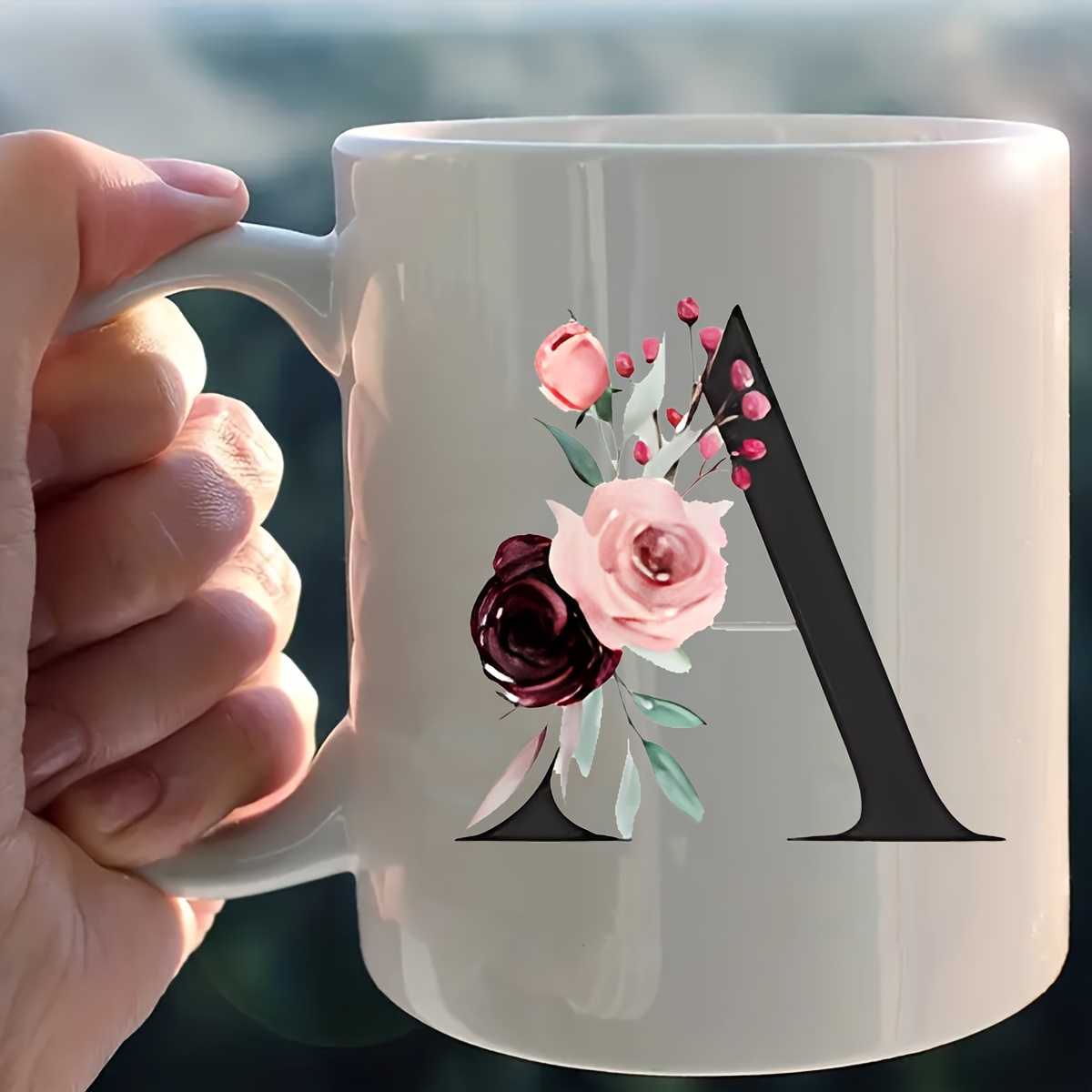 Letter Flower A z Coffee Mug For Office And Home Alphabet - Temu