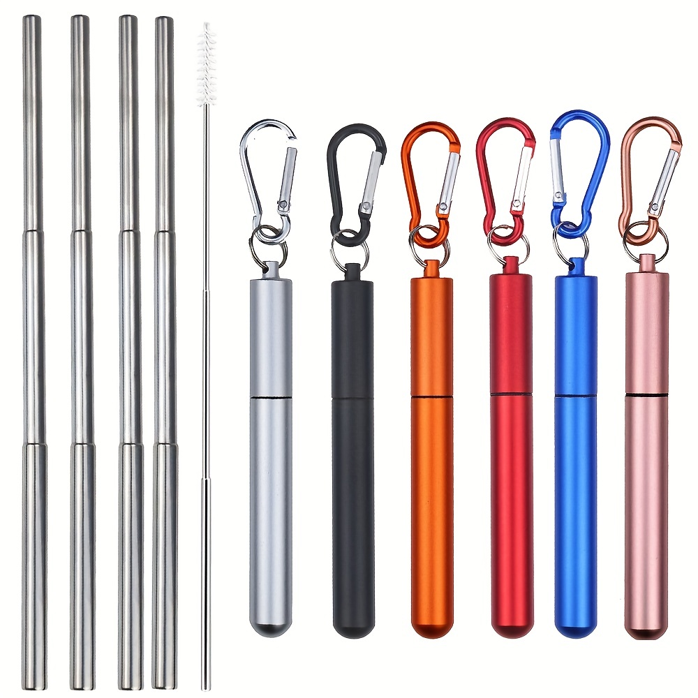 304 Stainless Steel Metal Telescopic Straw Drinking Pipe Portable
