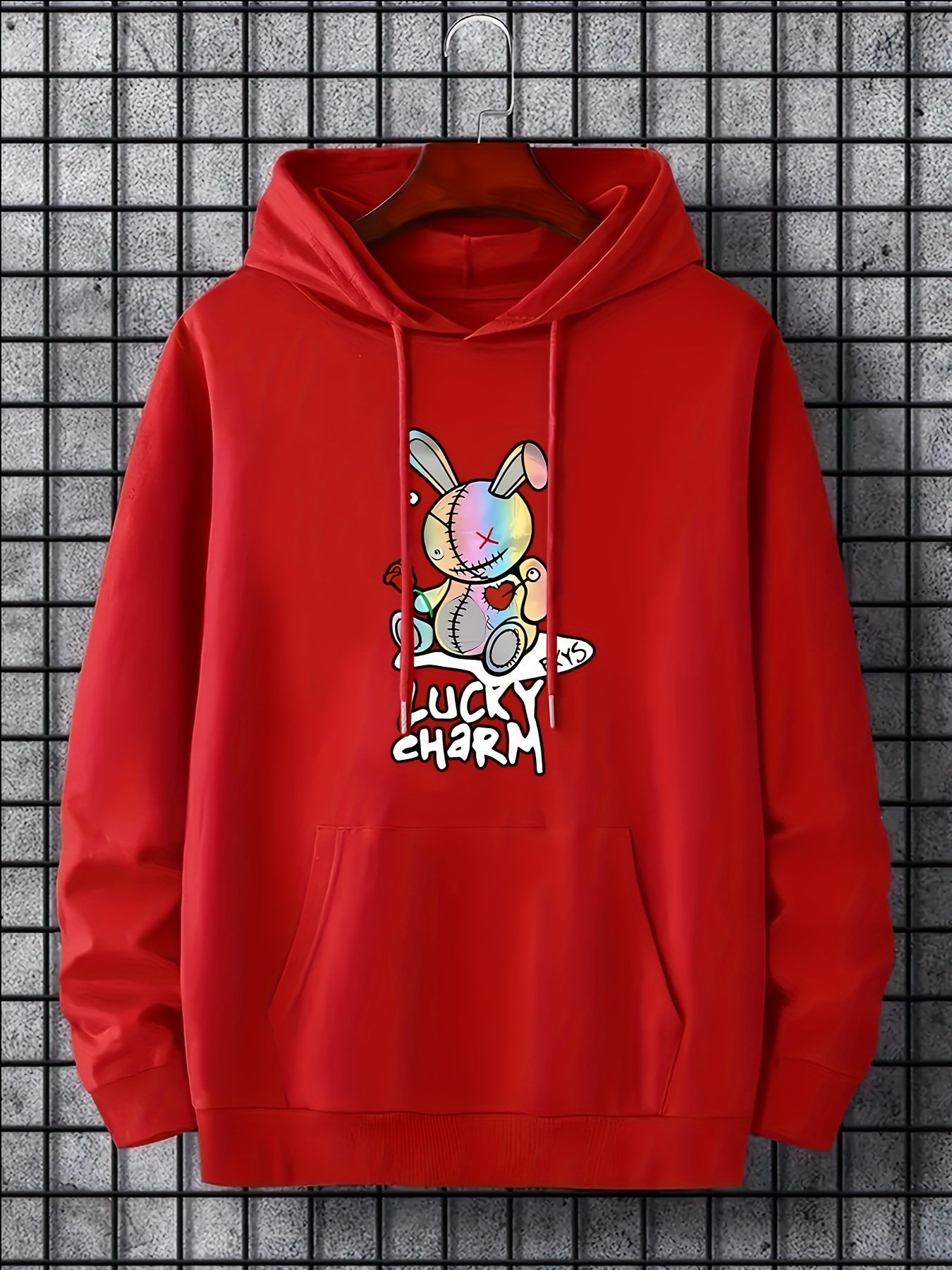 Toy Bunny Letter Print Hoodies For Men Graphic Sweatshirt With