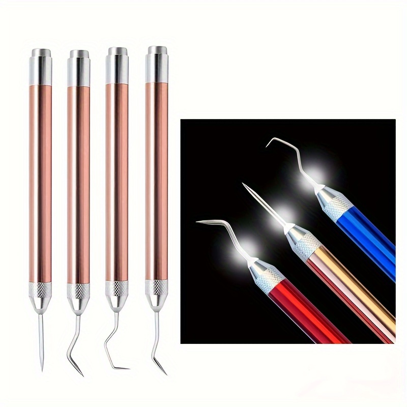 OnLive] 2 PCS LED Weeding Tools for Vinyl Aluminum+Stainless Steel Vinyl  Weeding Tool with 2 Different Hooks Lighted Weeding Tool Craft Vinyl Tool