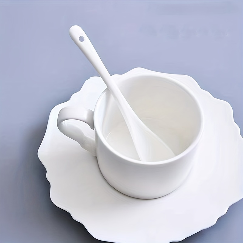 1pc white ceramic tea spoon 5 inch elegant tableware for coffee dessert yogurt milk tea details 8