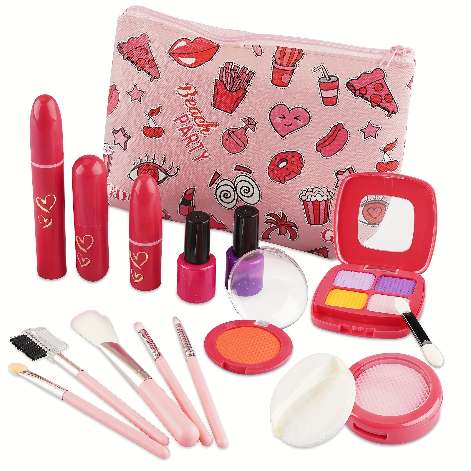 Pretend Makeup for Girls Kids Children, Safe& Non-Toxic Play Beauty Toy Set  Salon Toy Kit Jewellery Cosmetics Kits Set with Portable Case Girls Toys