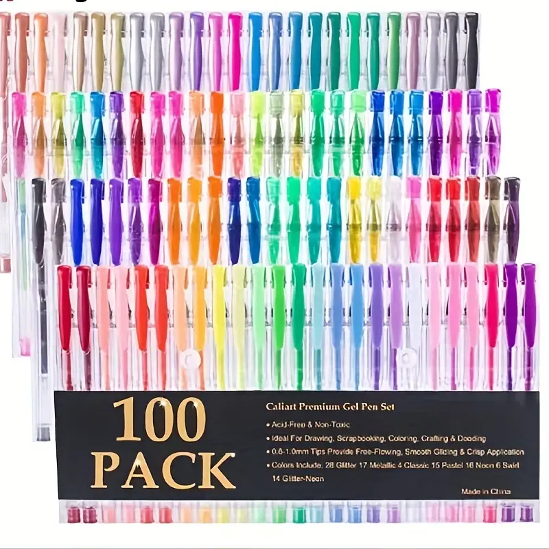 8/24/36/48/60/100pcsGelmushta Gel Pens Unique Colors (No Duplicates) Set  For Adult Coloring Books Drawing With Case Birthday Gift Christmas Halloween