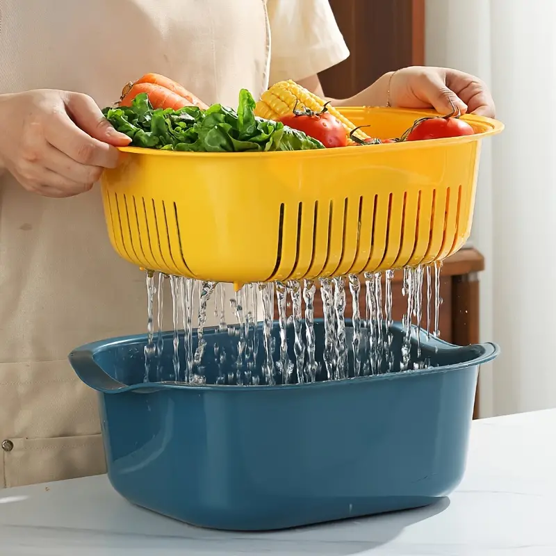 Multi Functional Plastic Drain Basket Kitchen Vegetable Washing