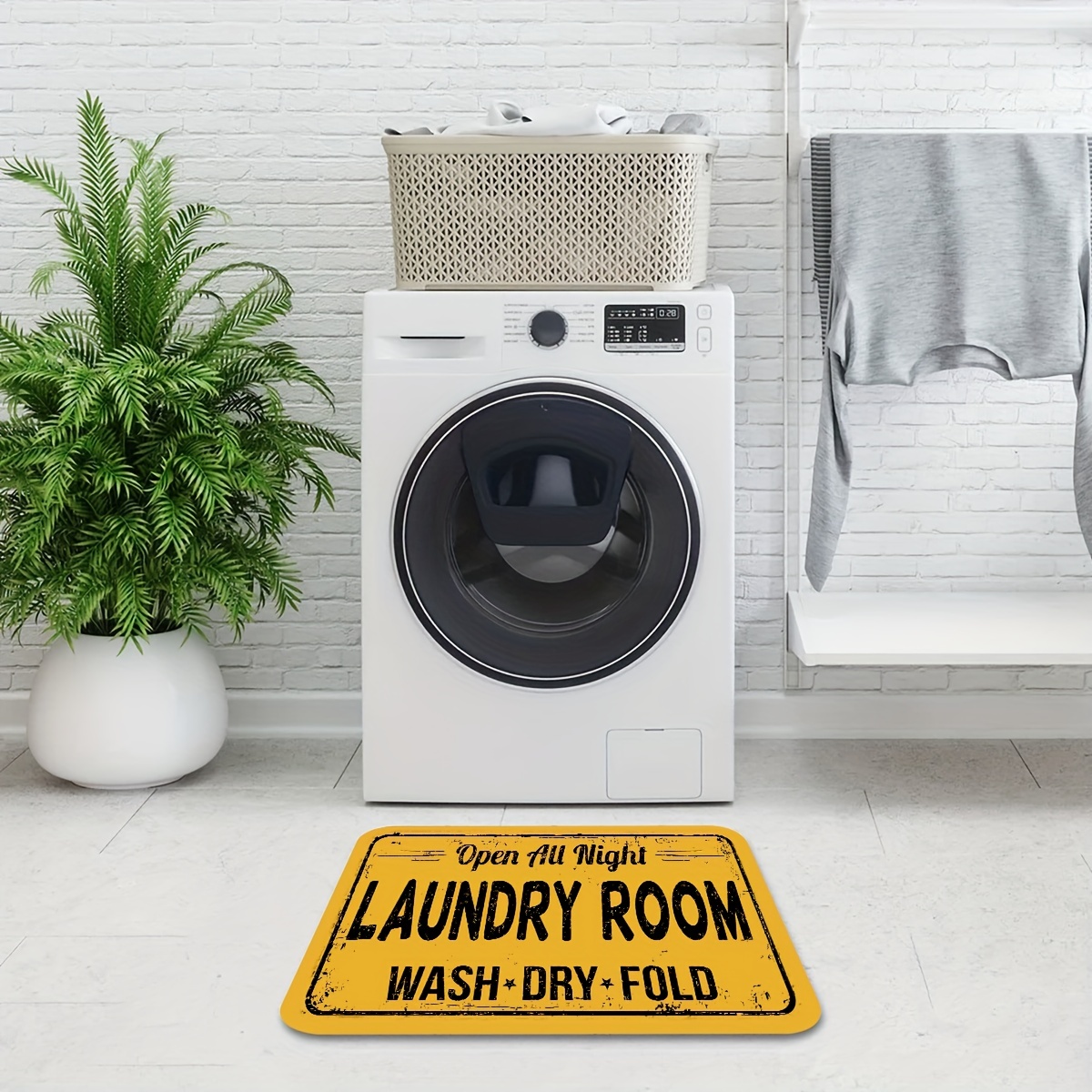Yellow Laundry Room Mat Rugs Soft Non-Slip Kitchen Carpet
