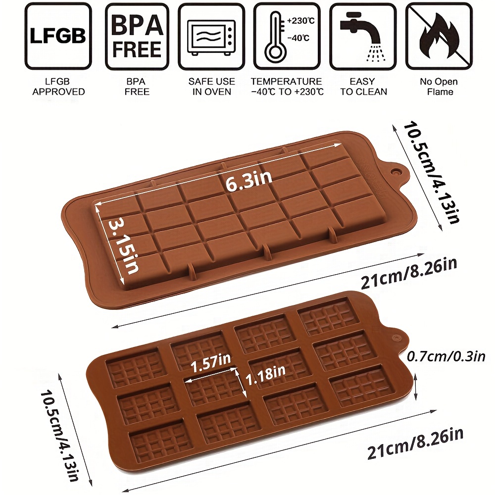 Chocolate Bar Mold Silicone Break-Apart Candy Bar Mold for Chocolate Chunk  Protein Energy Bar Jumbo Chocolate Candy Bar, Easy Release Candy Molds  Baking Tool 
