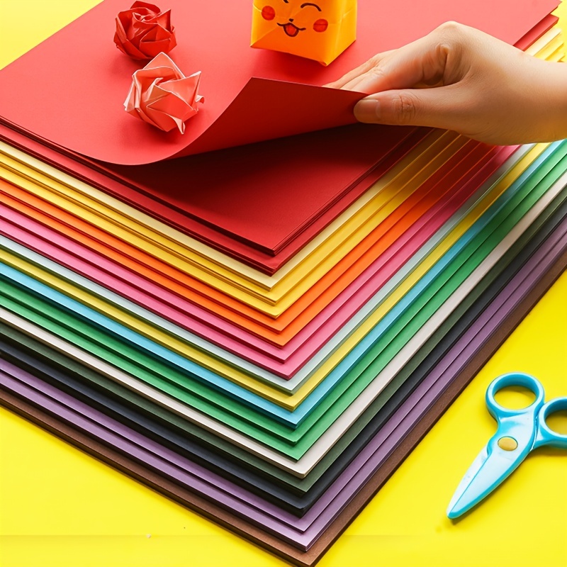 100 Sheets Colored Paper Colorful Cardstock Origami Square Colorful Papers  Kids Child - AliExpress